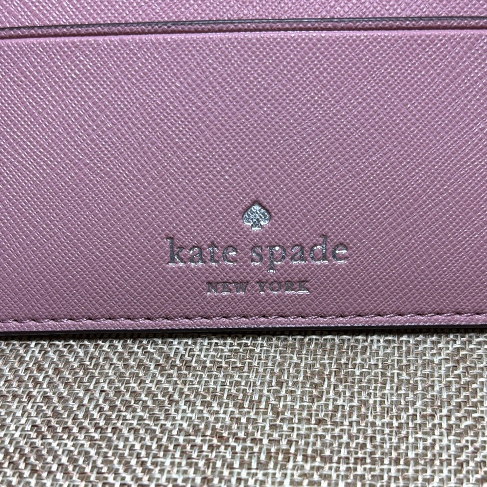 Kate Spade Card Holder Blush Leather w Glitter Back 4 3/8Lx3”H Pink Interior - Picture 4 of 17